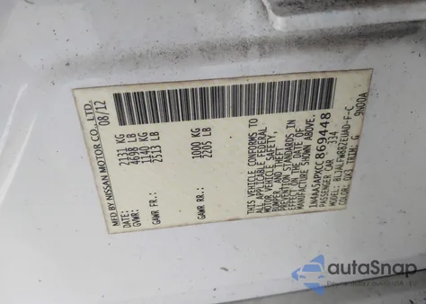 2012 Nissan Maxima S/Sv from USA, damaged, VIN 1N4AA5APXCC869448